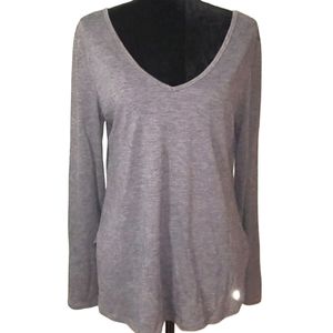 Bally total fitness long sleeve tunic gray crisscross back
